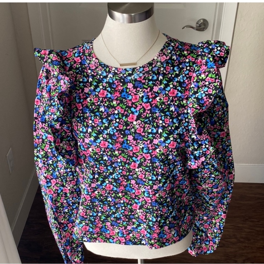 Floral Ruffle Sleeve Top